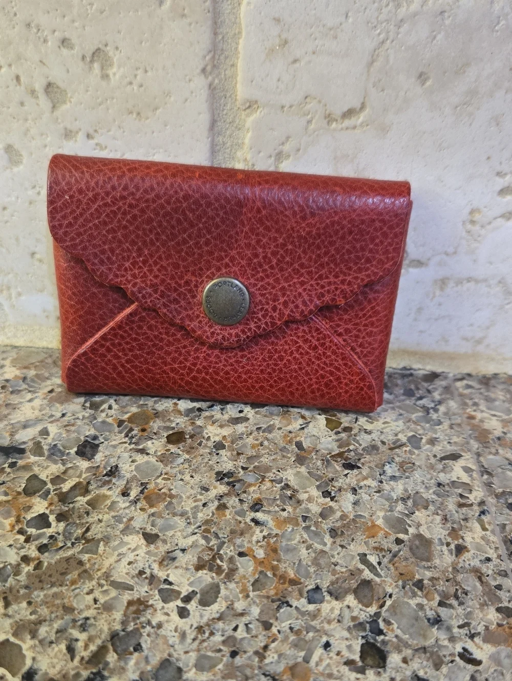 Portland Leather Goods Many Daisy Envelope Wallet Chili Red